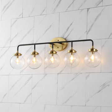 Caleb Brass Vanity Wall Sconce Clear